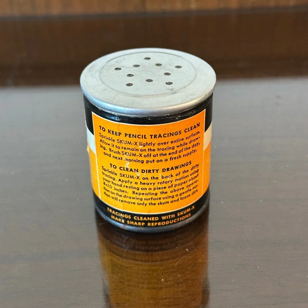 Vintage 1960s Dietzgen 140 C Skum-X Drawing Cleaning Powder 1.5 Oz Shaker Tin
